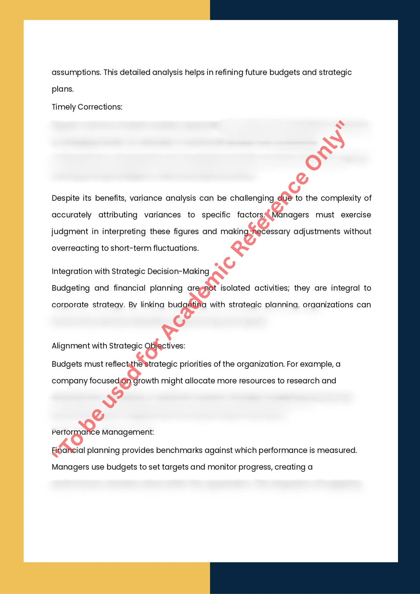 Assignment Sample of Subject ACCT 307-Budgeting and Financial Planning 4